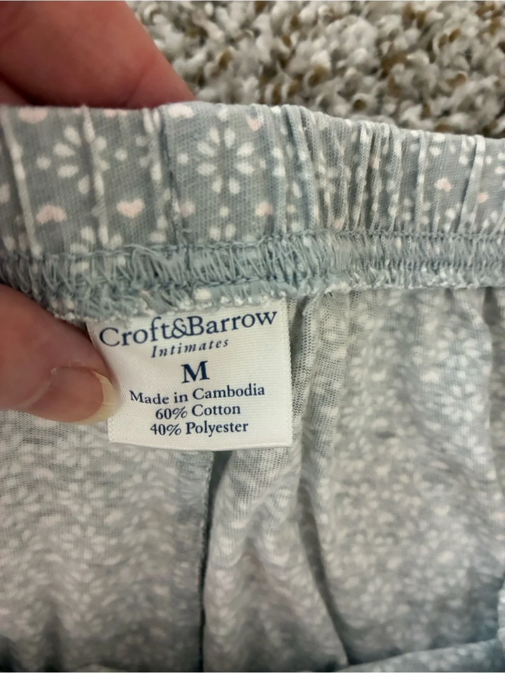 Croft & Barrow Pajama Set Medium Pink Butterfly Slate Blue Floral Heart Pants
